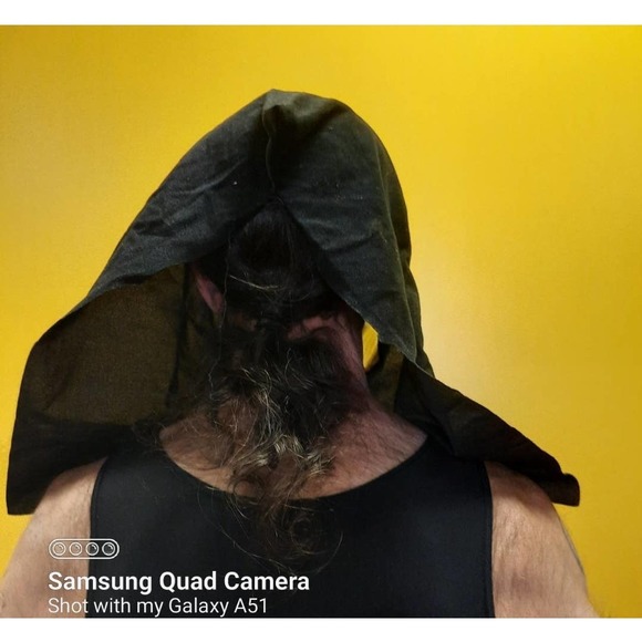 Vtg 90's GLOWS IN DARK Bony face bloody fang teeth hooded mask - Picture 3 of 3